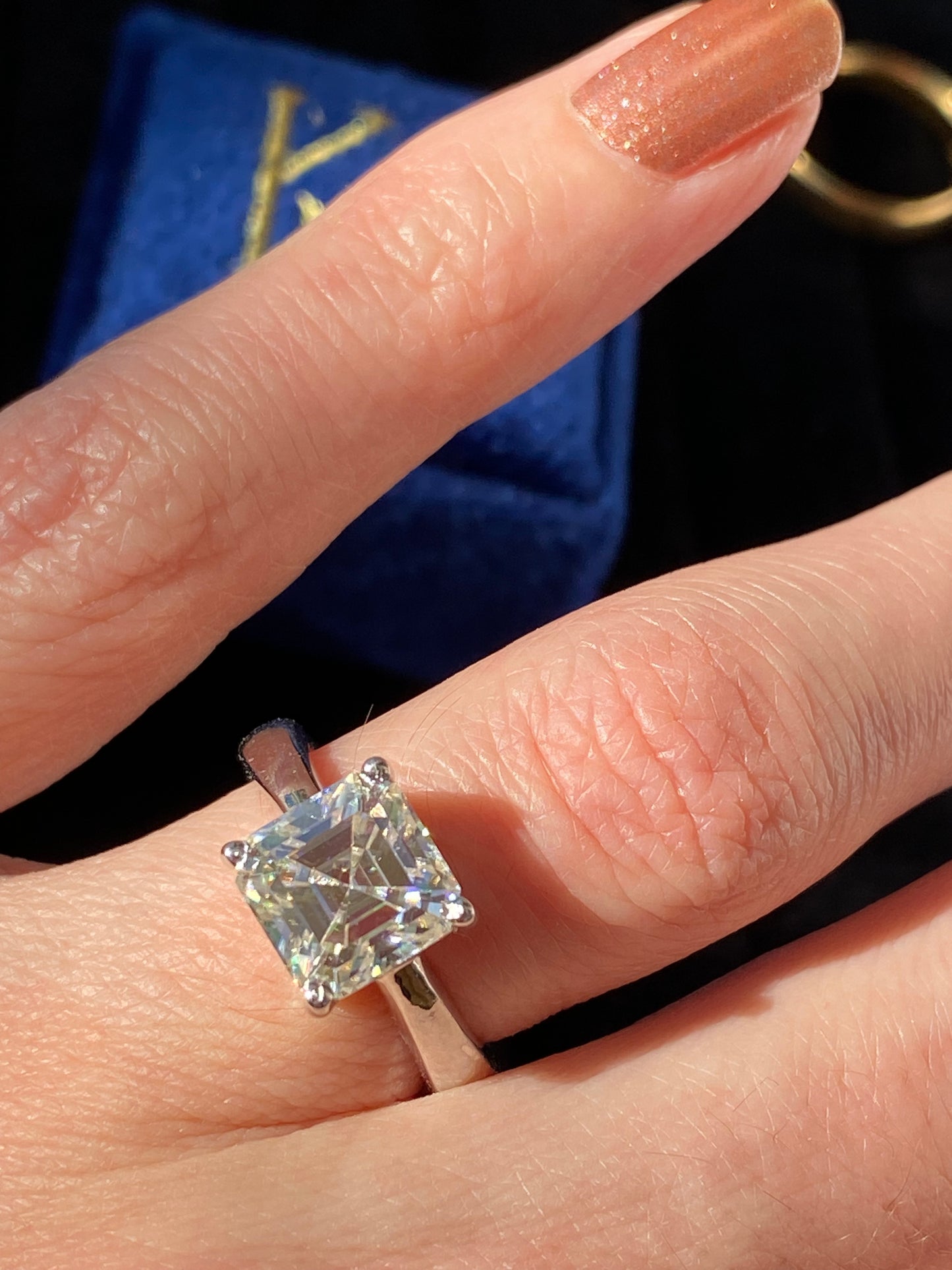 3.50 Carat Asscher Cut Moissanite Solitaire Engagement Ring in Sterling Silver / 9ct Gold / 18ct Gold