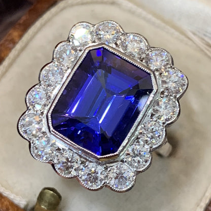 4.86 Tanzanite and Diamond Cluster Ring