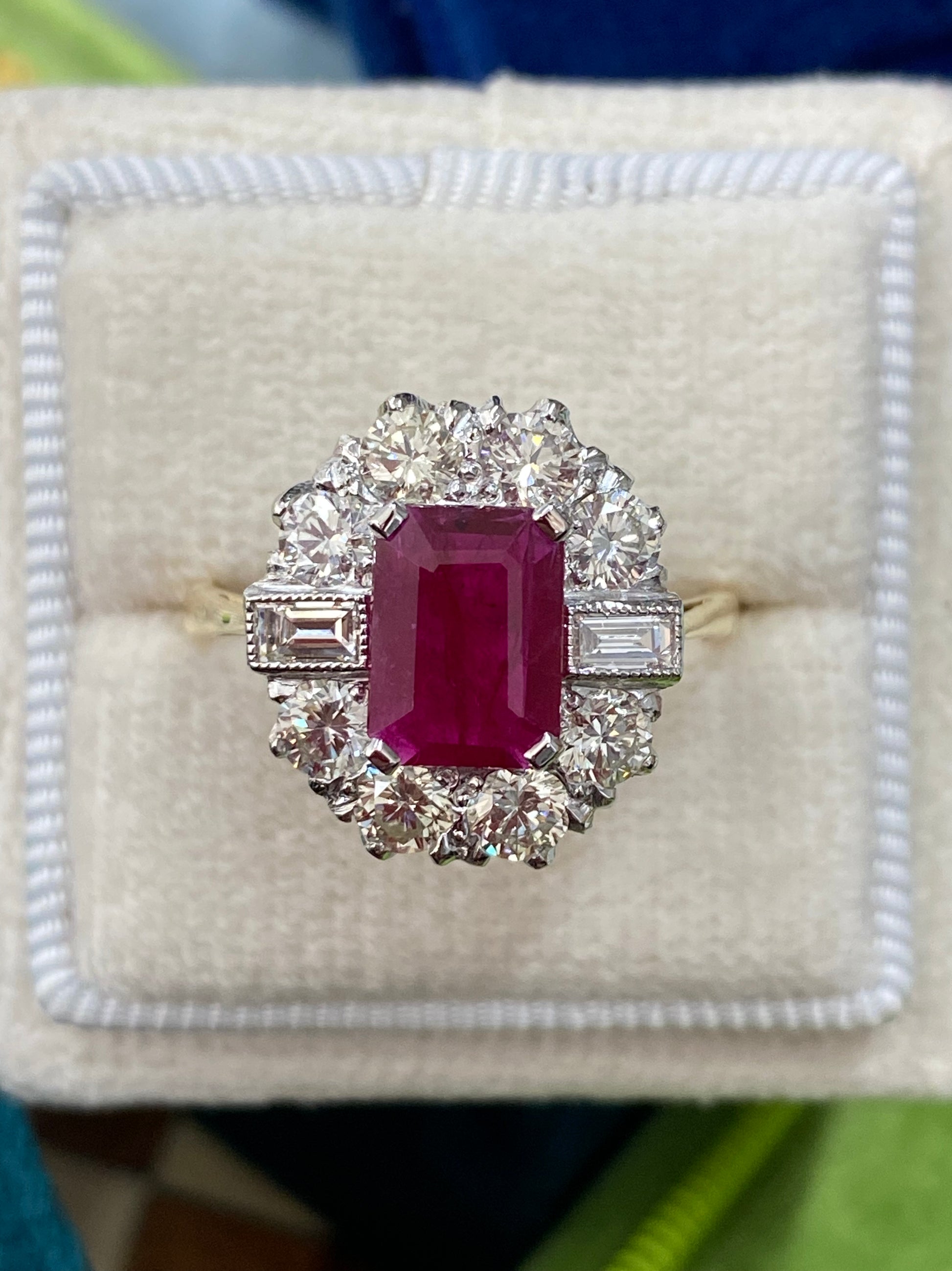 2 Carat Ruby and Diamond Antique Style Engagement Ring 