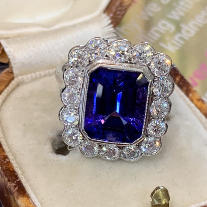 4.86 Tanzanite and Diamond Cluster Ring