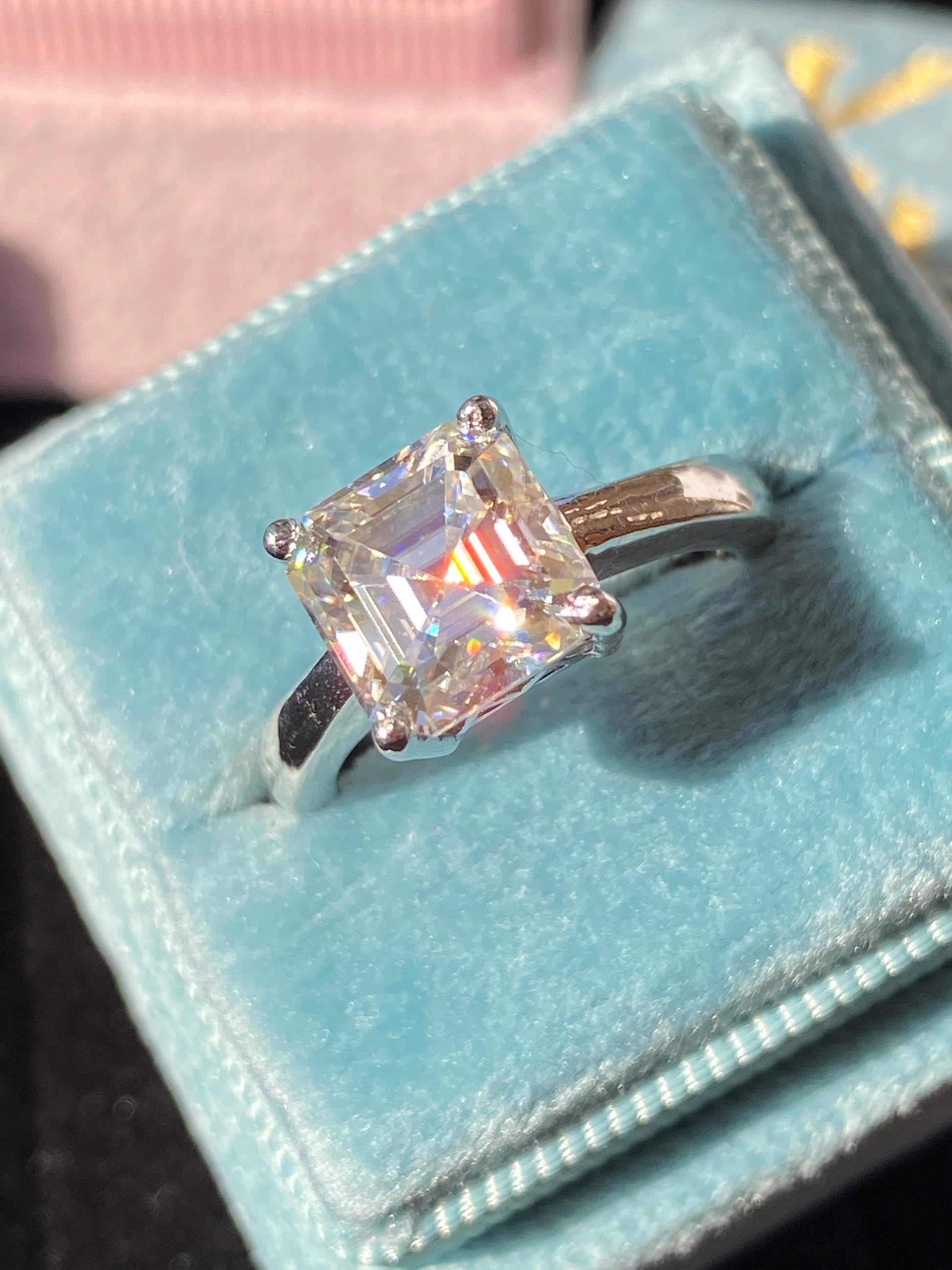 3.50 Carat Asscher Cut Moissanite Engagement Ring Katherine James Jewellery 