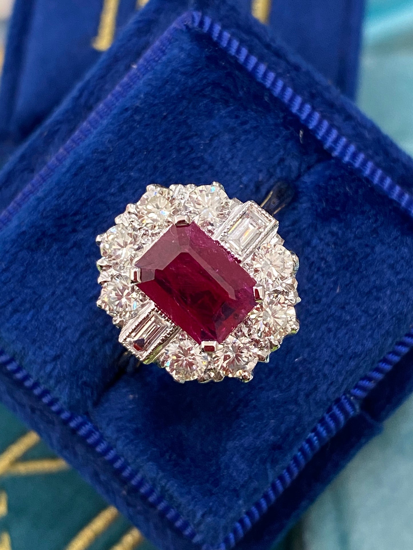 2.00 Carat Ruby and 1.00 Diamond Halo Engagement Ring in 18ct White Gold