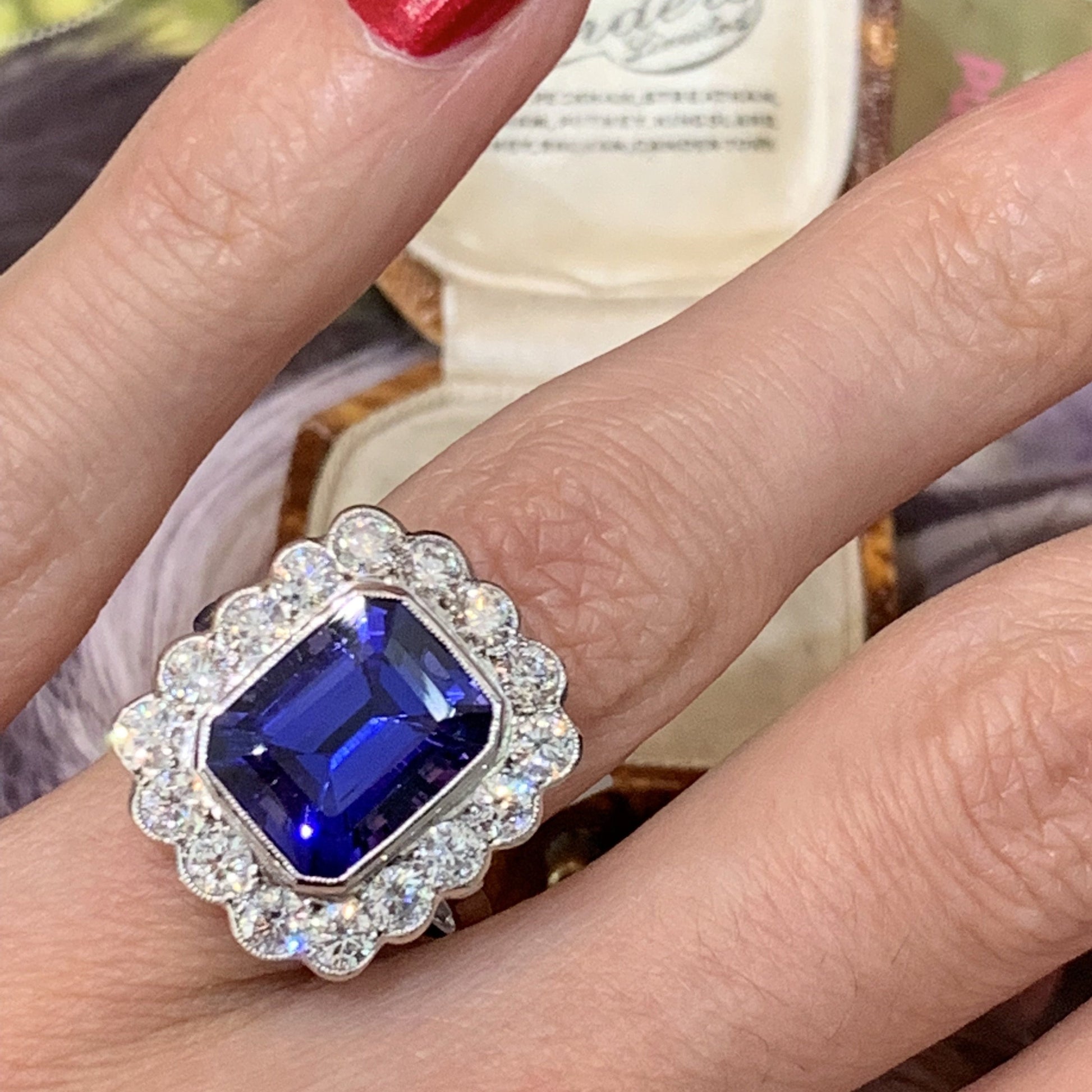 4.86 Tanzanite and Diamond Cluster Ring