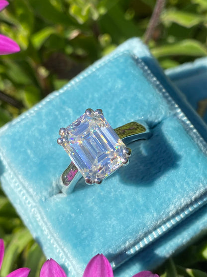 3.50 Carat Emerald Cut Moissanite Solitaire Engagement Ring