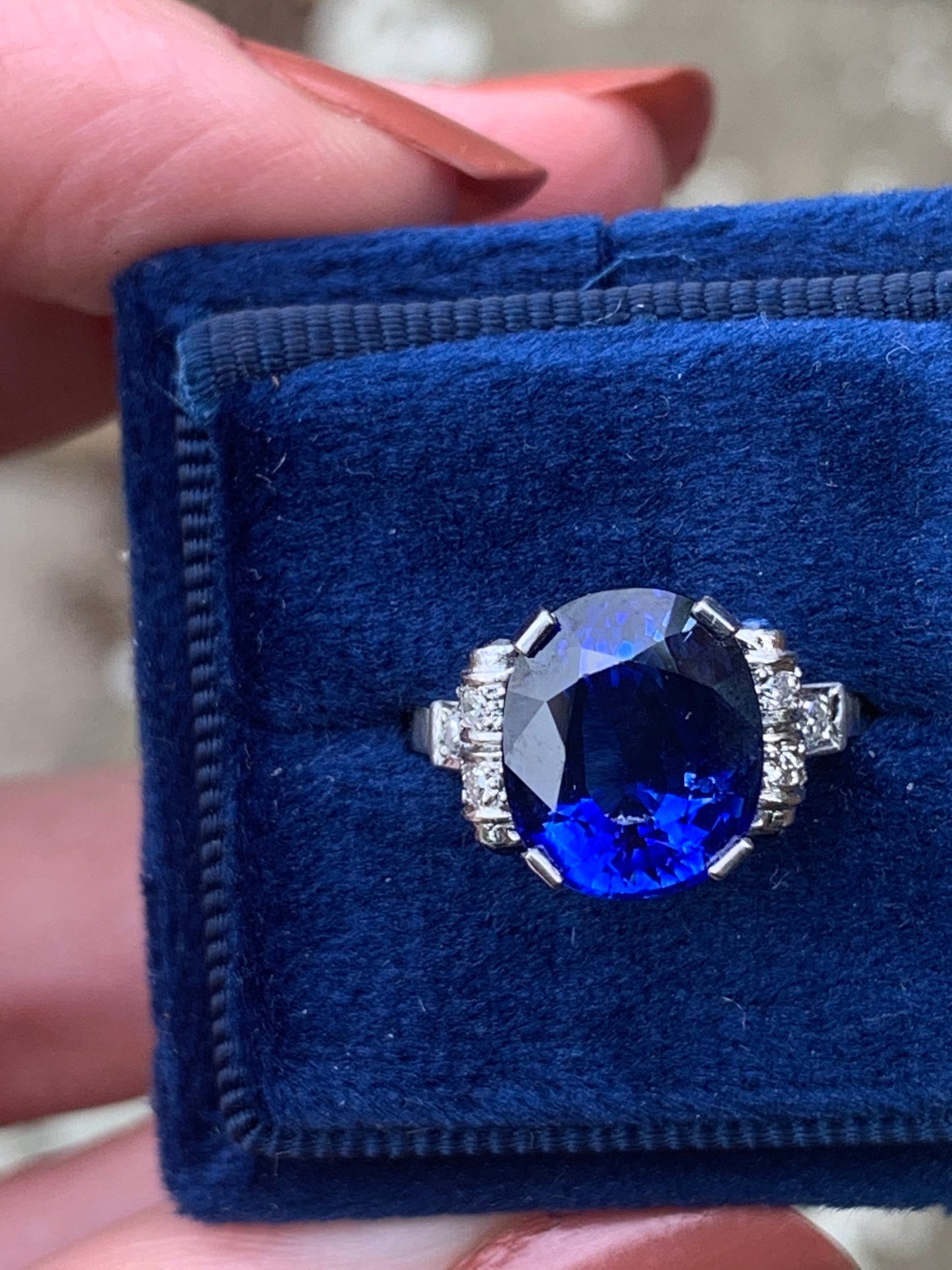 Vintage French Sapphire and Diamond Ring