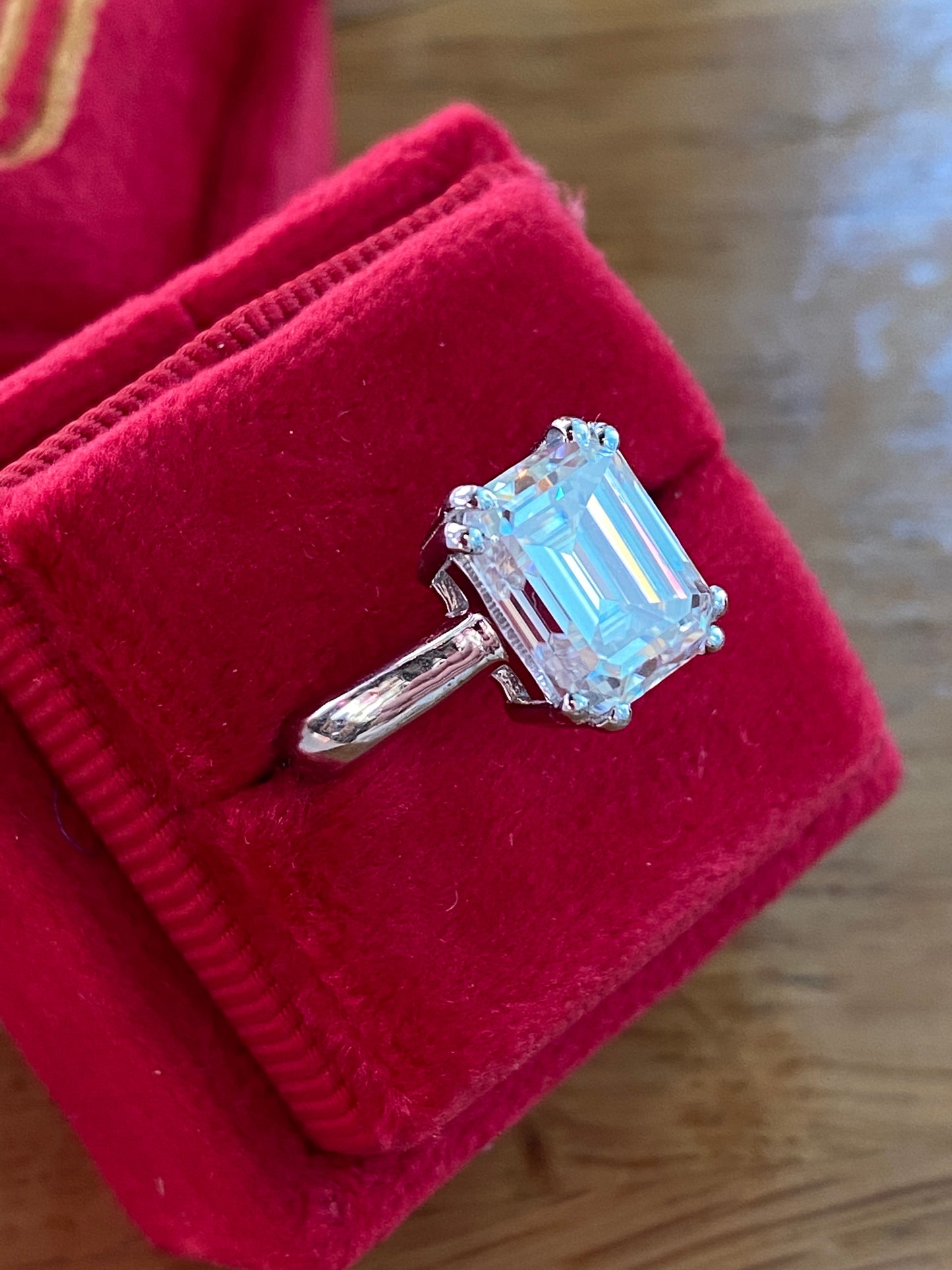 3.50 Carat Emerald Cut Moissanite Solitaire Engagement Ring