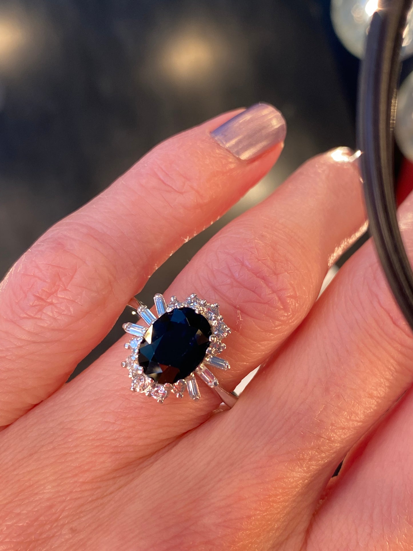 Vintage 2.50 Carat Oval Blue Sapphire and Diamond Halo Engagement Ring in White Gold