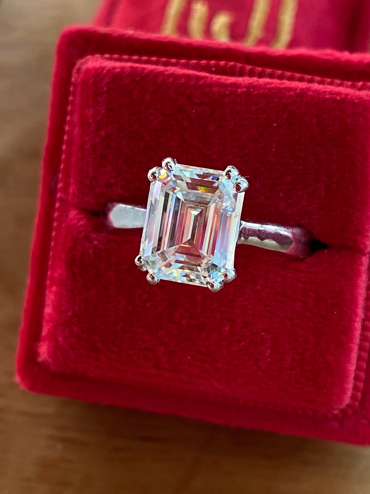 3.50 Carat Emerald Cut Moissanite Solitaire Engagement Ring