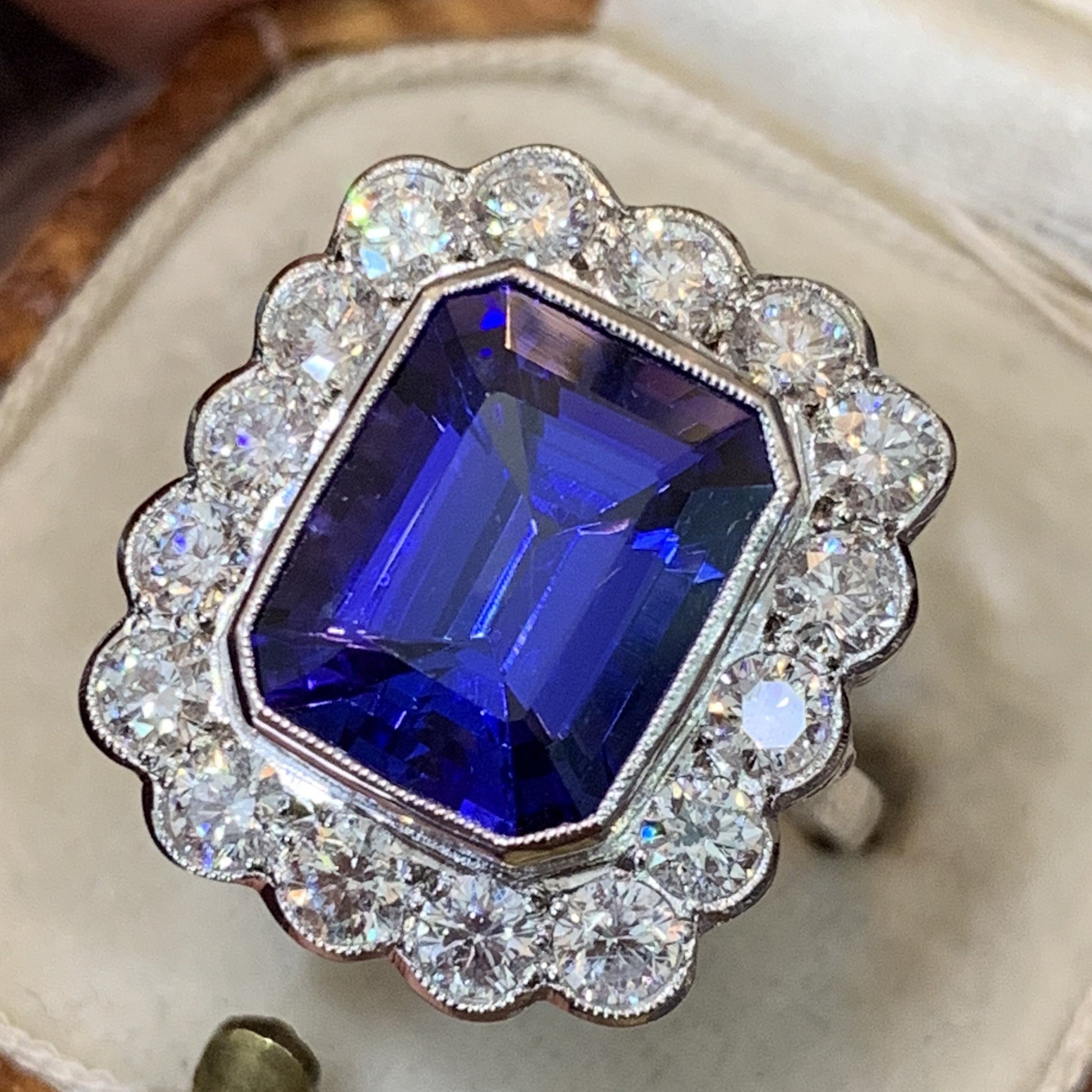 4.86 Tanzanite and Diamond Cluster Ring