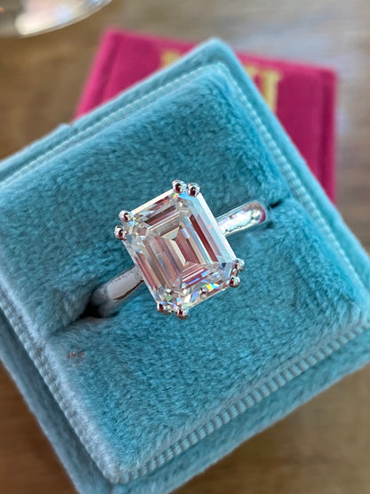 3.50 Carat Emerald Cut Moissanite Engagement Ring Katherine James Jewellery 