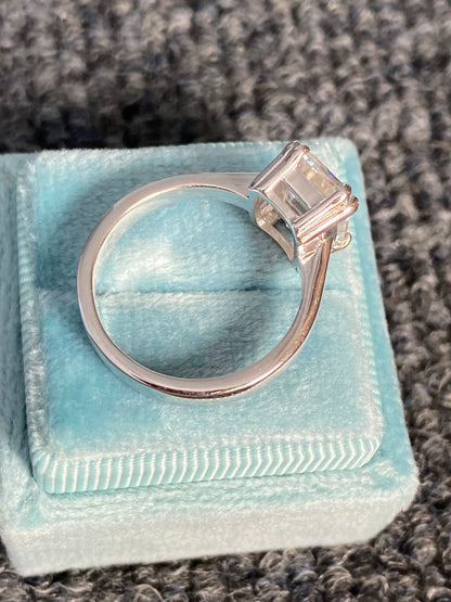 3.50 Carat Emerald Cut Moissanite Engagement Ring Katherine James Jewellery 