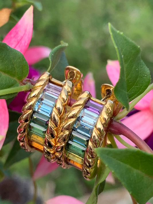 Katherine James Jewellery Rainbow Tourmaline Hoop Earrings 