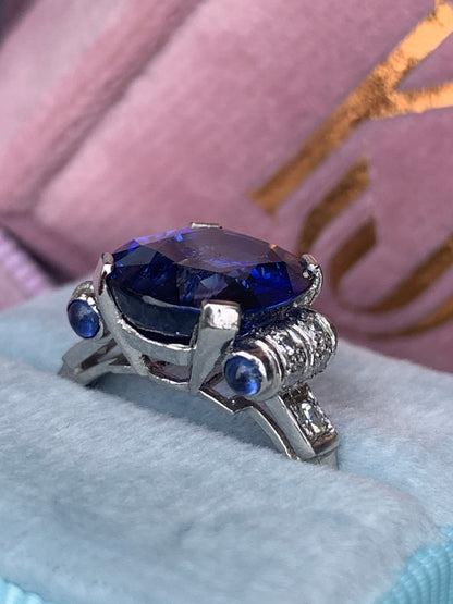 Vintage French Sapphire and Diamond Ring