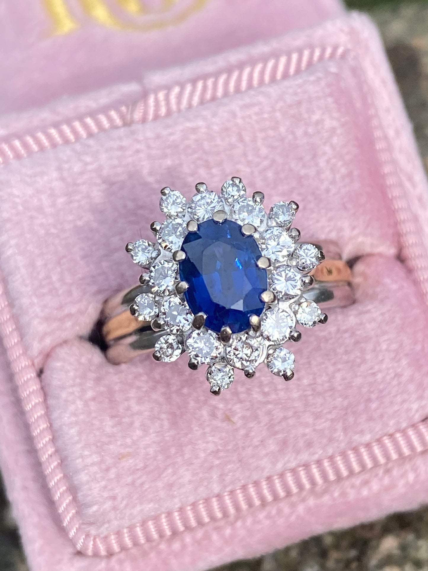 3.00 CTW Vintage Oval-Cut Blue Sapphire and Diamond Engagement Ring in 18ct Gold