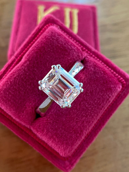 3.50 Carat Emerald Cut Moissanite Engagement Ring Katherine James Jewellery 