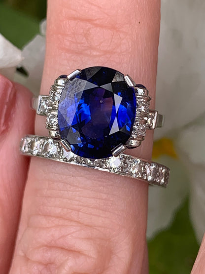 Vintage French Sapphire and Diamond Ring