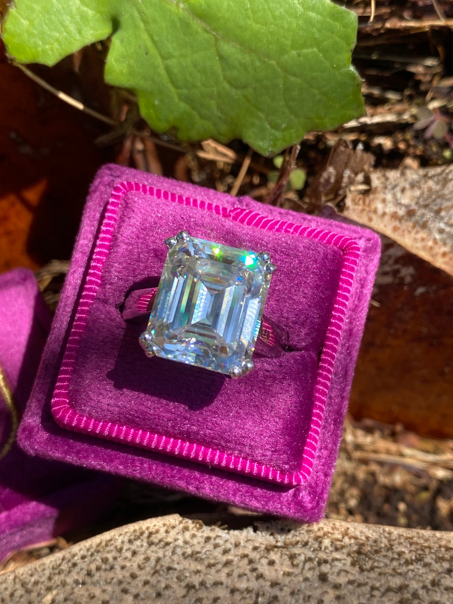 10.69 Carat Emerald Cut Moissanite Solitaire Engagement Ring